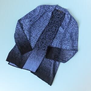 Ming Wang Blue Ombre Open Cardigan Sweater Size Medium Shoulder Pads Business